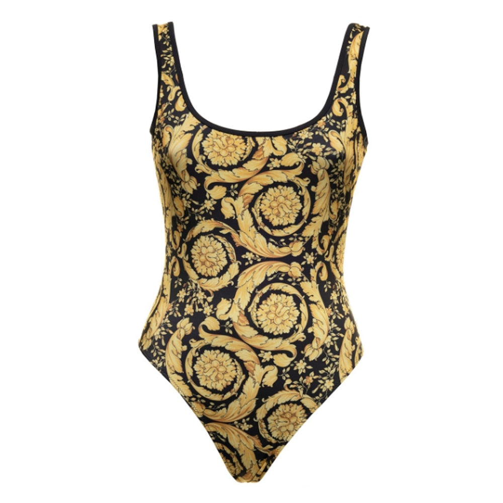 Retro Gold Backless Swimwear