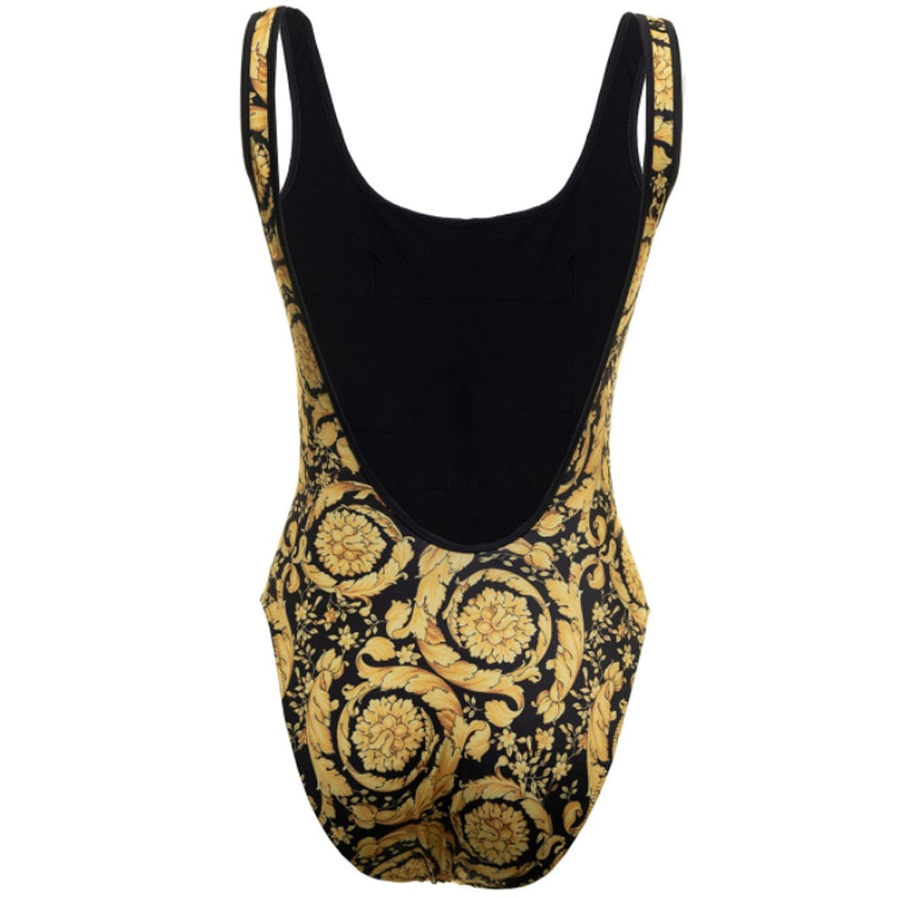 Retro Gold Backless Swimwear