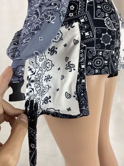 Bandana Print Shorts High Waist