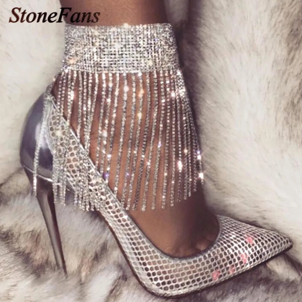 Stonefans Crystal Tassle Anklet