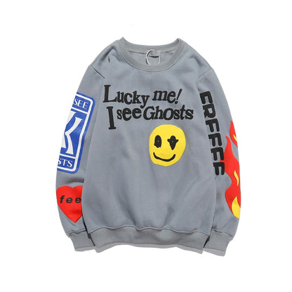 I see ghosts Smiley Flame Sweatshirt Hoodie Pullover