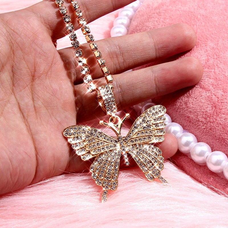 Big Butterfly Bling w/ Rhinestone Chain