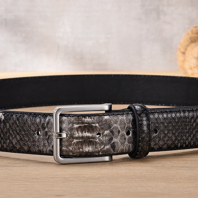 Luxury Snake Pattern Designer Men's Cowboy Leather Western Belt