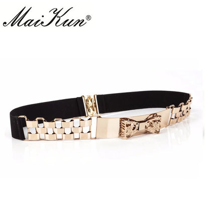 Stretchy Chain Bowknot Belt Gold