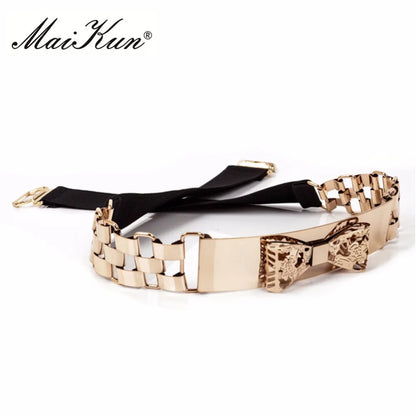 Stretchy Chain Bowknot Belt Gold