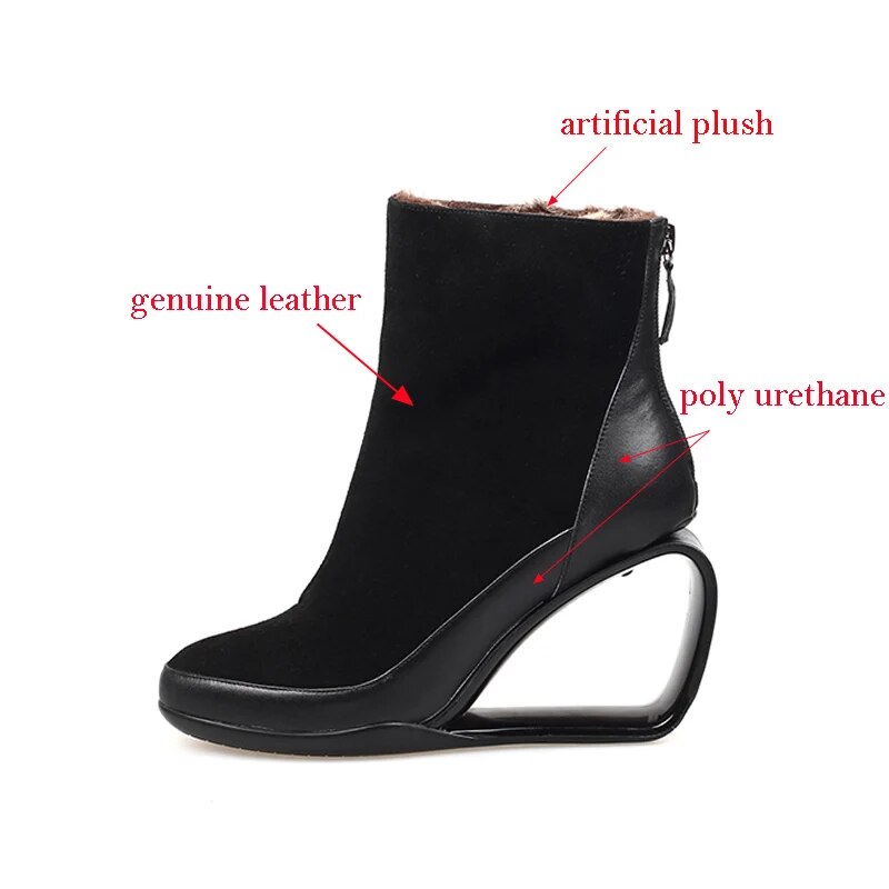 Hollow out High Heel Wedge Snow Boots