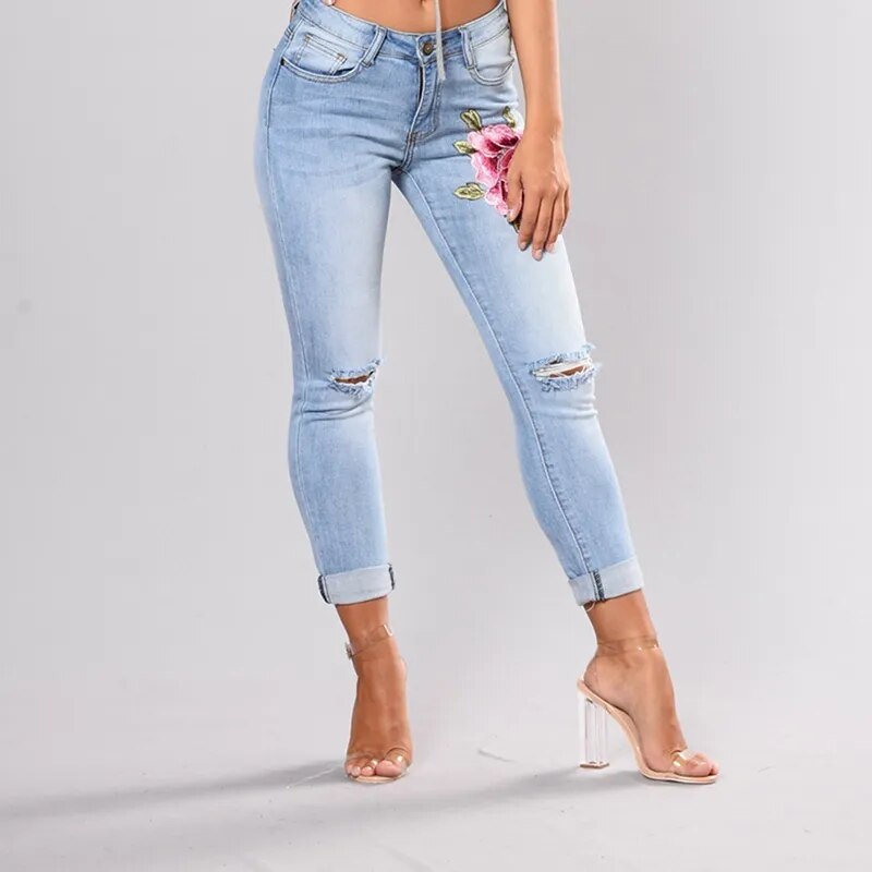 Stretch Embroidered Jeans