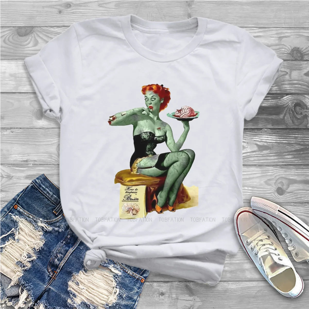 Pin Up Girl Zombie Halloween Top