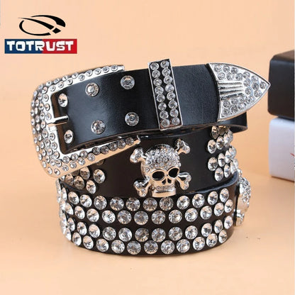 Vintage Rhinestone Skull Cow Skin