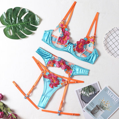 Colorful 3-Piece Bra Set Underwear Set