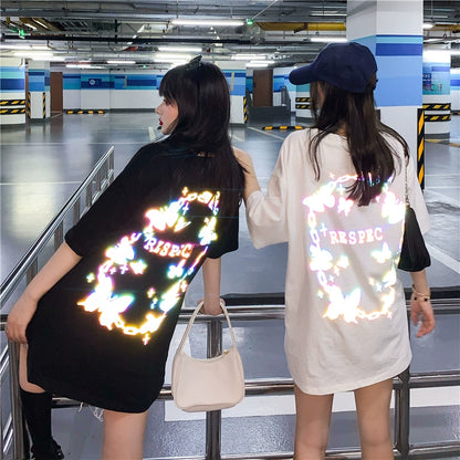 Butterfly Reflective Short-Sleeved Disco T-Shirt