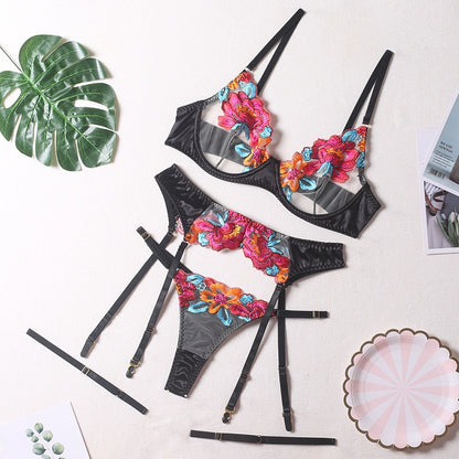 Colorful 3-Piece Bra Set Underwear Set