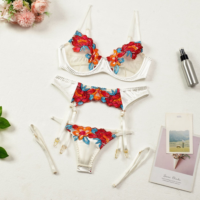 Colorful 3-Piece Bra Set Underwear Set