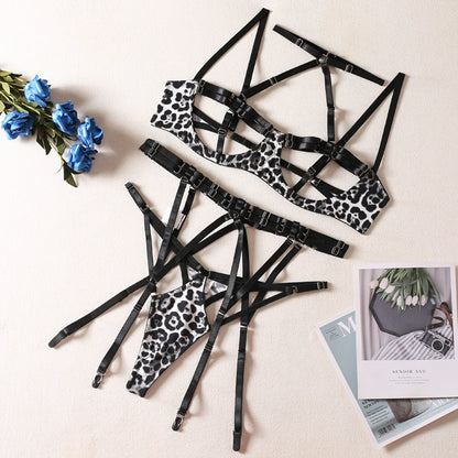 Leopard Print Design Sexy Cutout Cross-Border Set