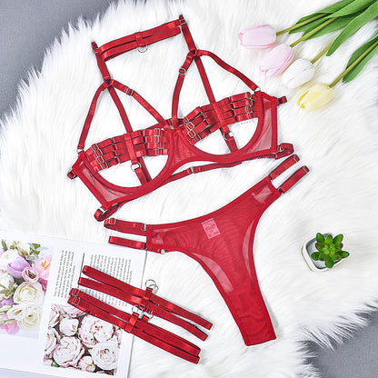 Fashion Four-Piece Bra with Steel Ring Personality