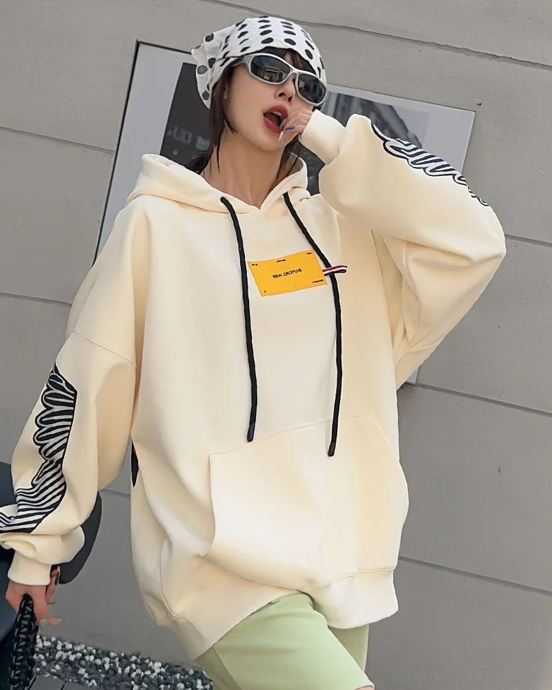 Graffiti Wing Oversized Pocket Hooded Sweatshirt