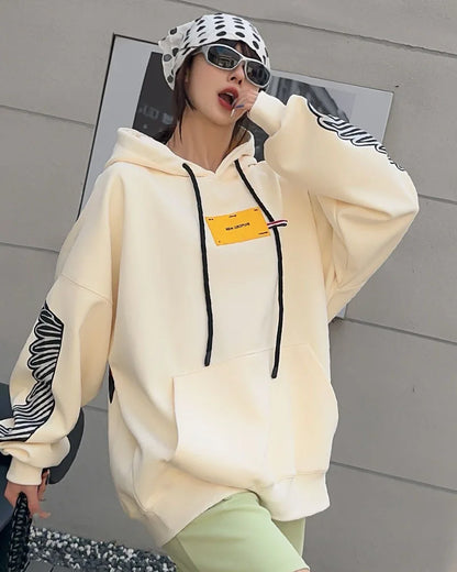 Graffiti Wing Oversized Pocket Hooded Sweatshirt