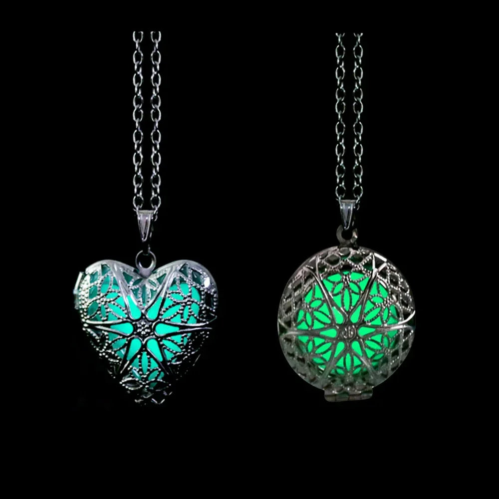 Glow In The Dark Glowing Hollow Star Heart Pendant