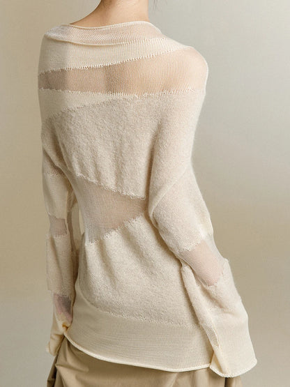 Chic Spliced Knitted Pullover