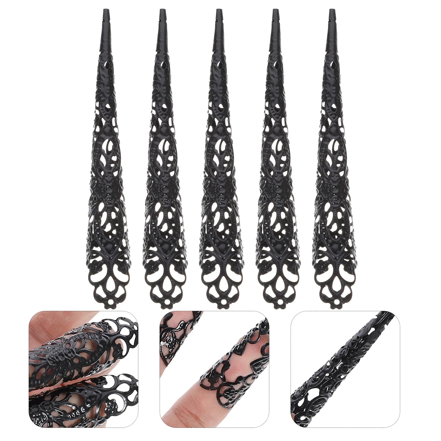 Claw Finger Nail Ring Queen Black