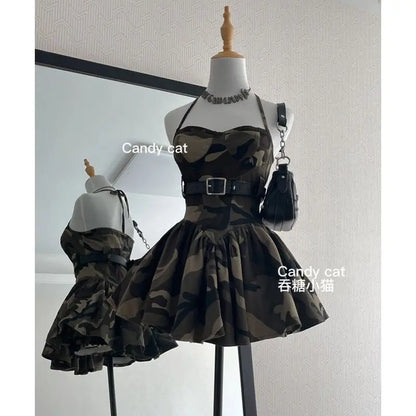 Spicy girl camouflage camisole ans skirt