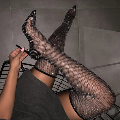 Over Knee Mesh Sock Pointed Toe Boots