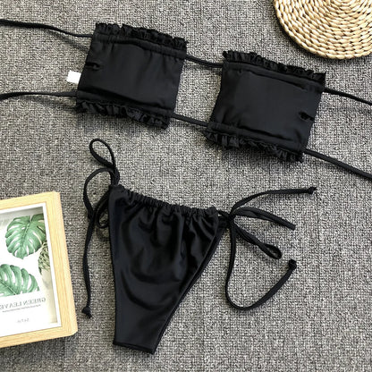 Ruched String Bikini