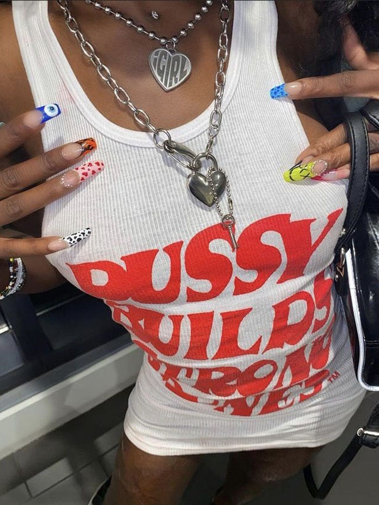 Pussy Builds Strong Bones Streetwear Tank Dress