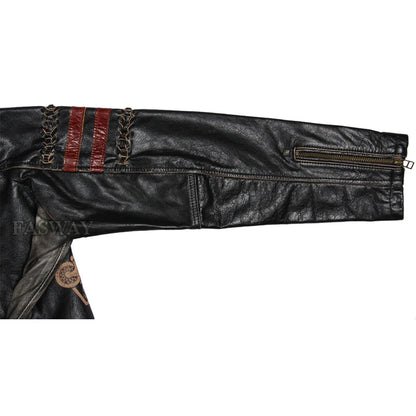 Genuine Leather Motorcycle Jacket Cowhide Calf Skin