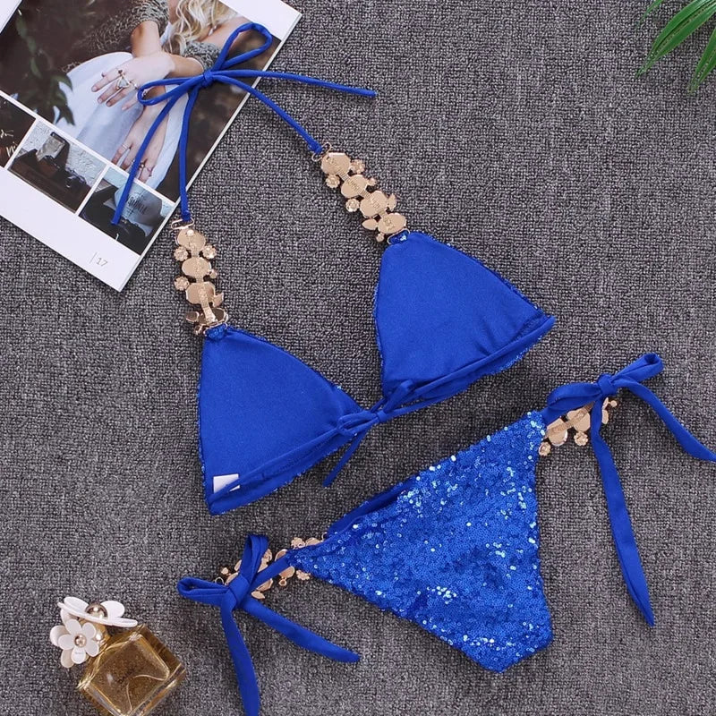 2025 Shiny Sexy Bikinis Swimsuit With Rhinestones