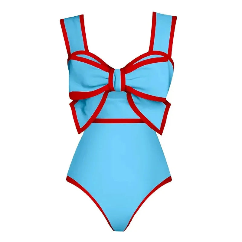 Bow Tie one-piece swimsuit with skirt