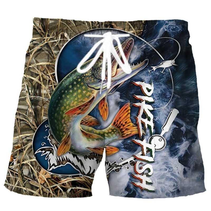 3D Fishaholic printed Harajuku swimming shorts