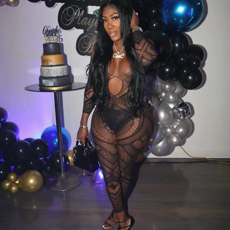 Sleeved Fishnet Bodysuit