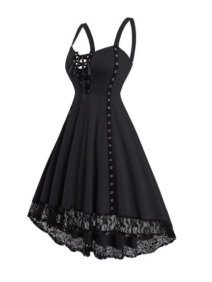 Grommet Straps Lace Tank Dress