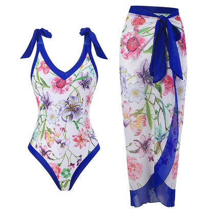 Panther Print Two Piece Swimsuit with Skirt