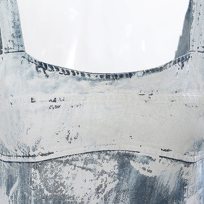 Denim fade Pleated Tank Dress