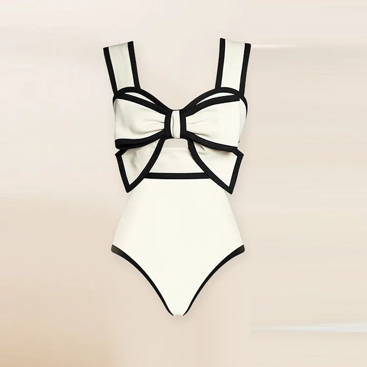 Bow Tie one-piece swimsuit with skirt