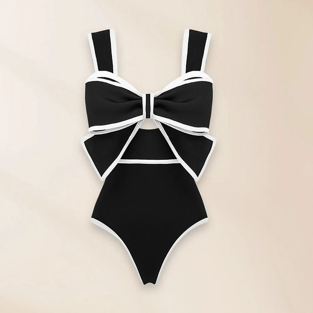 Bow Tie one-piece swimsuit with skirt