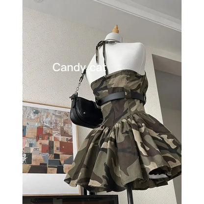 Spicy girl camouflage camisole ans skirt