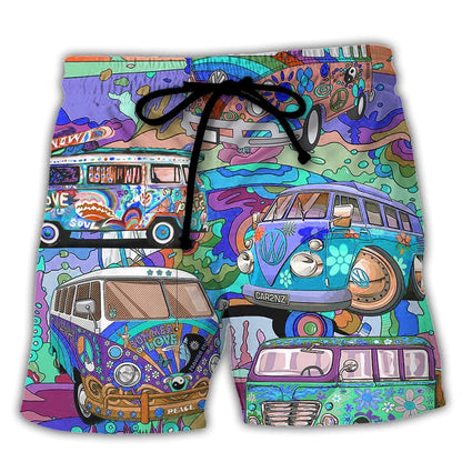 Colorful Cars Swim Shorts Drawstring Mesh Lining