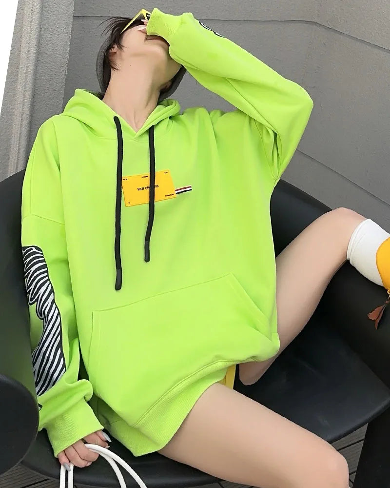 Graffiti Wing Oversized Pocket Hooded Sweatshirt