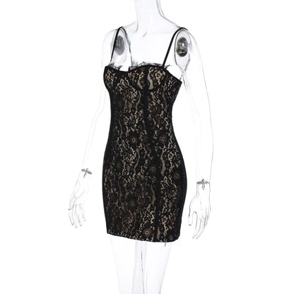 Lace Spaghetti Straps Bodycon Mini Dress