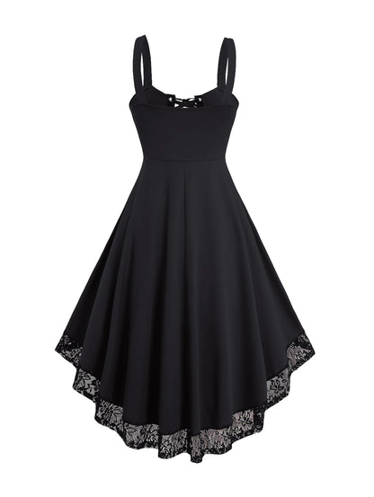 Grommet Straps Lace Tank Dress