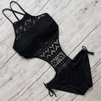 One Piece Swimsuit Backless Crochet