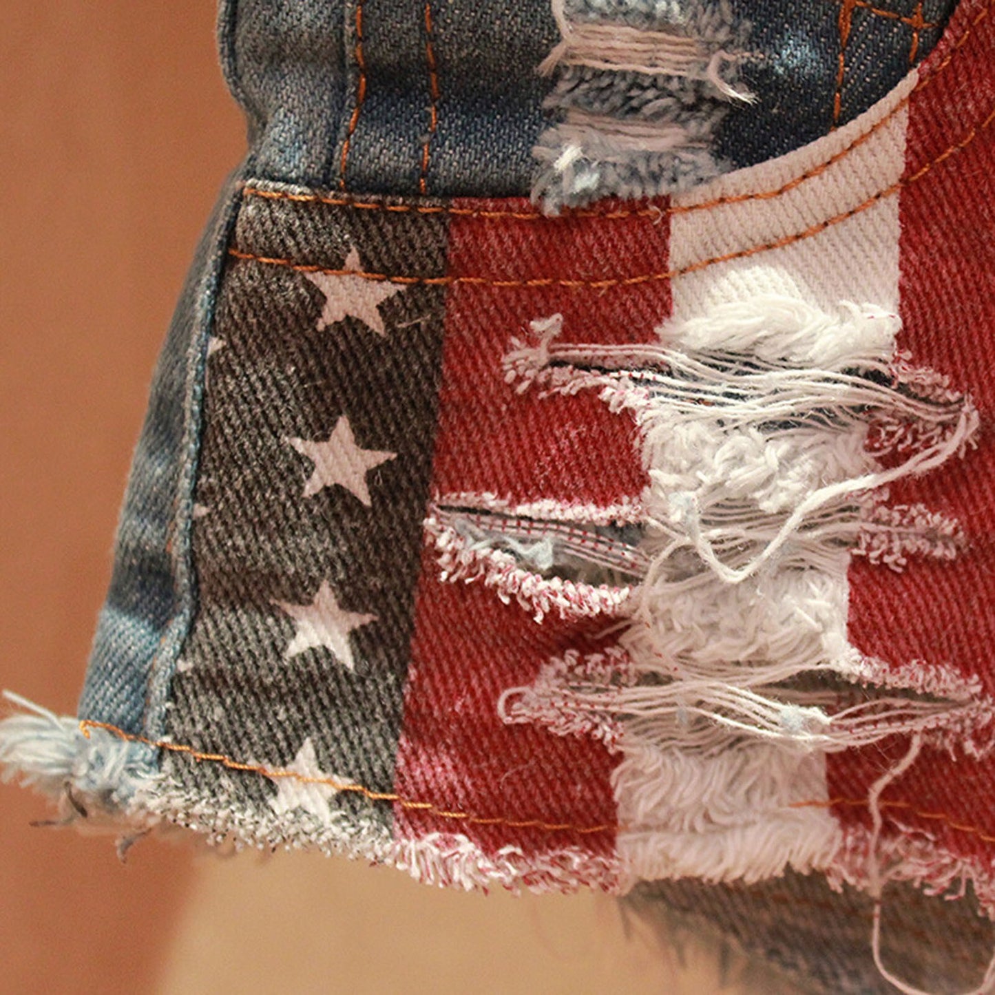 America Flag Print Denim Hot Shorts