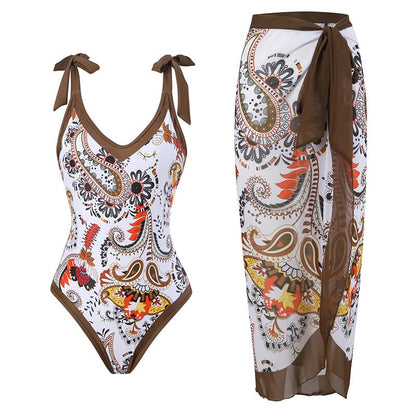 Panther Print Two Piece Swimsuit with Skirt