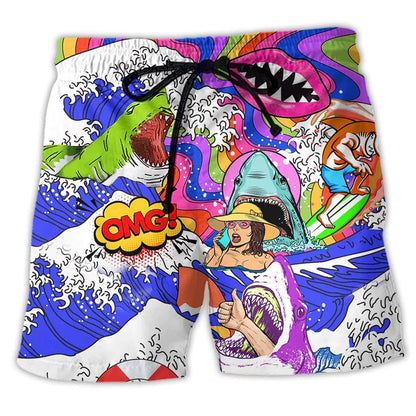 Colorful Cars Swim Shorts Drawstring Mesh Lining