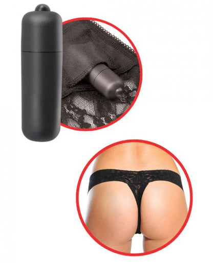 Hanky Spank Me Vibrating Panty Black Lace Thong