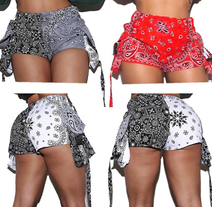 Bandana Print Shorts High Waist