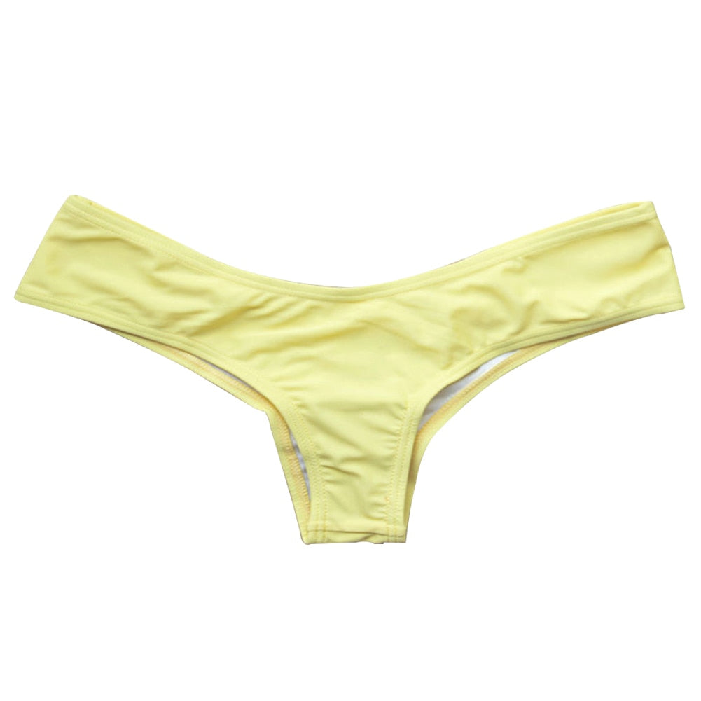 Women Sexy Ruched Thong Bikini Bottom